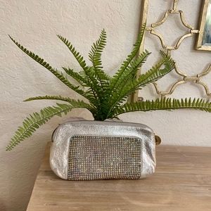 NWT Deux Lux Rhinestone Leather Clutch